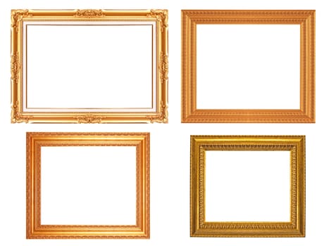 Set of golden vintage frame isolated on white background