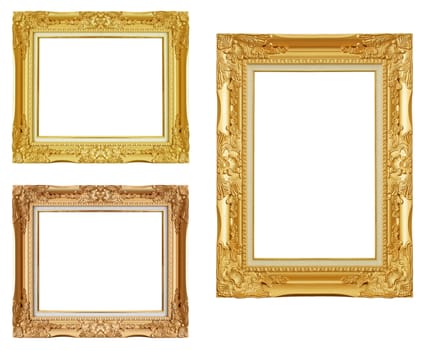 Antique Golden Frame Isolated On White Background