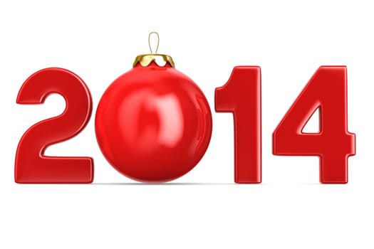 2014 new year. Isolated 3D image
