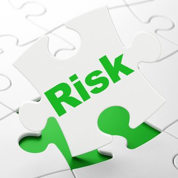 Finance concept: Risk on White puzzle pieces background, 3d render