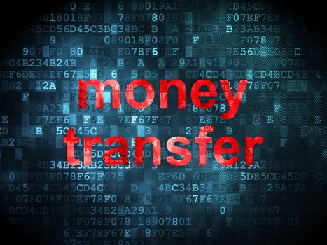 Finance concept: pixelated words Money Transfer on digital background, 3d render