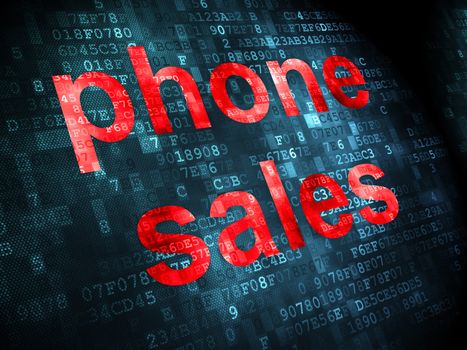 Marketing concept: pixelated words Phone Sales on digital background, 3d render