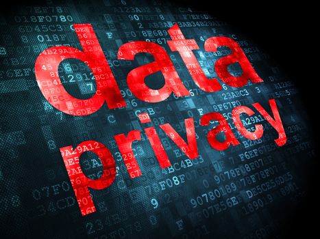 Protection concept: pixelated words Data Privacy on digital background, 3d render