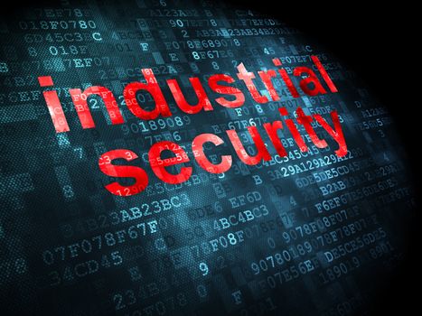 Safety concept: pixelated words Industrial Security on digital background, 3d render