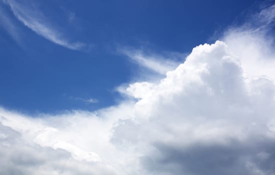 White fluffy clouds in the blue sky