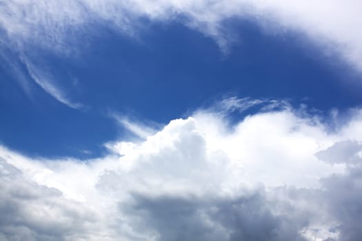 White fluffy clouds in the blue sky