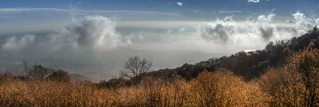 Autumn panorama on the lake of Varese from Campo dei Fori