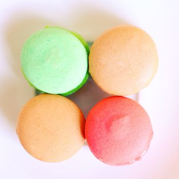 Tasty colorful macaroons with retro filter effect