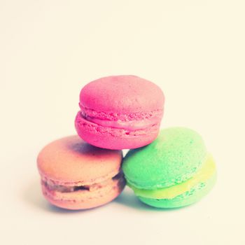 Sweet colorful macaroons with retro filter effect