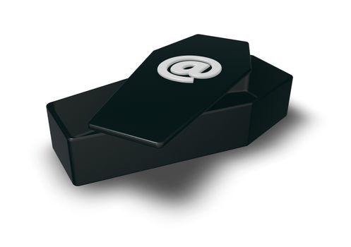 coffin with email symbol - 3d illustration