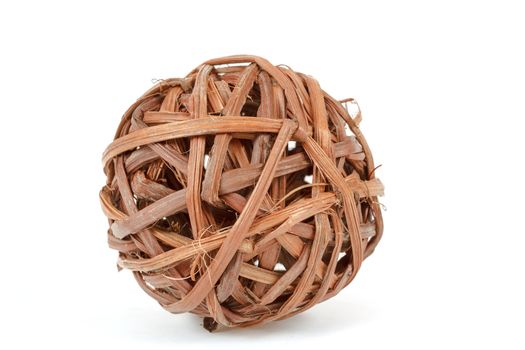 decorative wicker wooden balls isolated on white