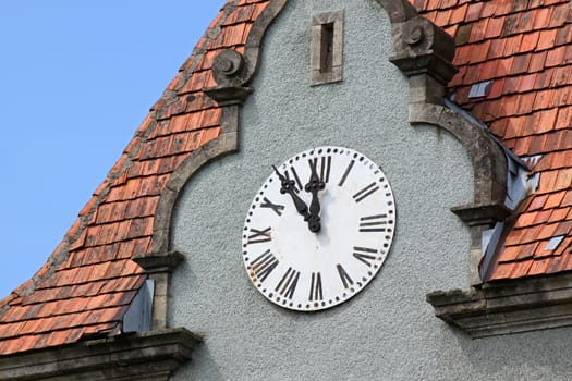 clock on tower of palace near Chynadiyovo, Ukraine