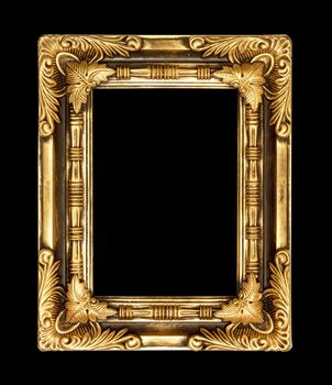 Antique Golden Frame isolated on Black Background