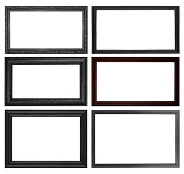 Old antique wooden frame isolated on white background.