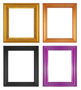 Old antique wooden frame isolated on white background.