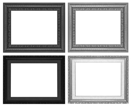 Old antique wooden frame isolated on white background.