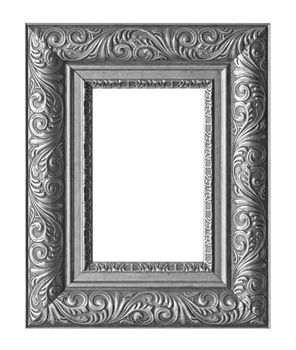 Old antique wooden frame isolated on white background.