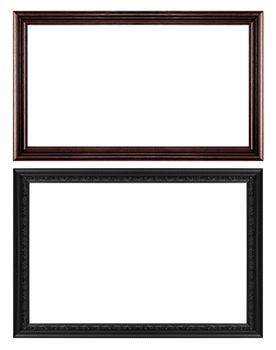 Old antique wooden frame isolated on white background.