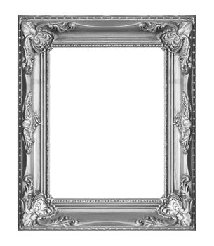 Old antique wooden frame isolated on white background.