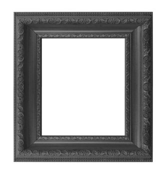 Old antique wooden frame isolated on white background.