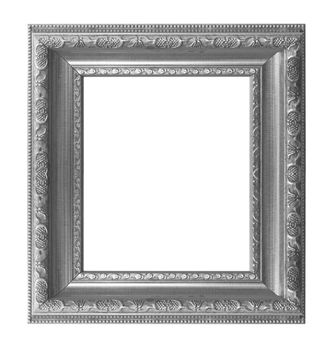 Old antique wooden frame isolated on white background.