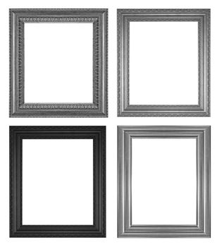 Old antique wooden frame isolated on white background.