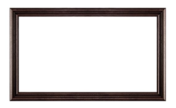 Old antique wooden frame isolated on white background.