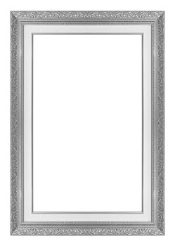 Isolated black picture frame wood white background.