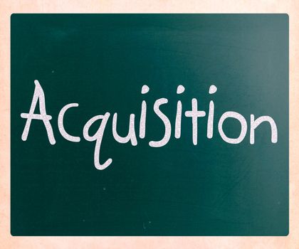 The word "Acquisition" handwritten with white chalk on a blackboard