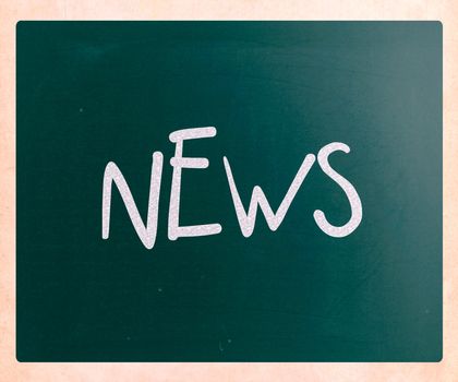 The word "News" handwritten with white chalk on a blackboard
