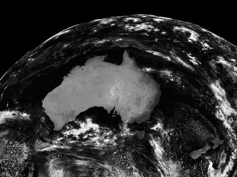 Australia on black planet Earth isolated on black background. Elements of this image furnished by NASA.