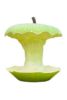 Isolated Big Green Apple Core (made with concrete)