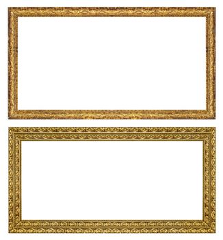 Gold vintage frame isolated on white background