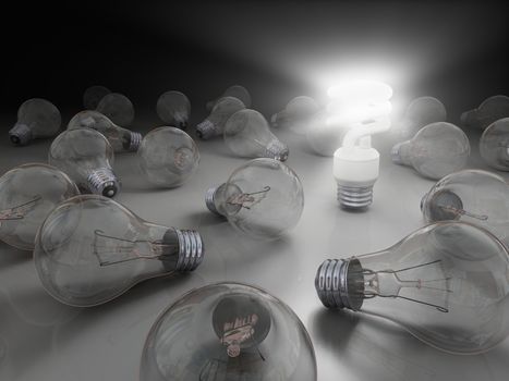 Concept of bright idea with eco lightbulb