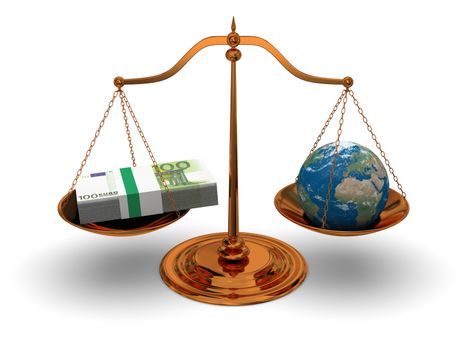 Justice in world of money, concept of justice and corruption. Elements of this image furnished by NASA.