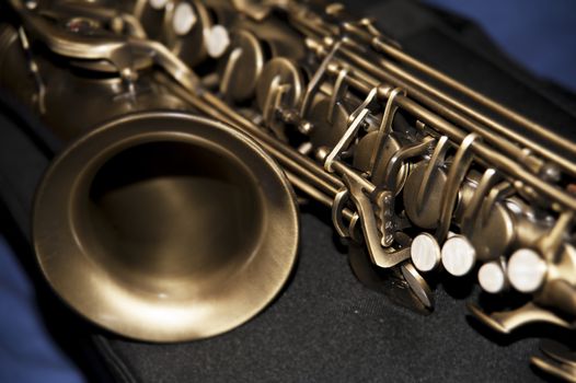 saxophone on a blue background