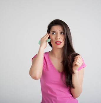 woman concerned about the condition of the hair