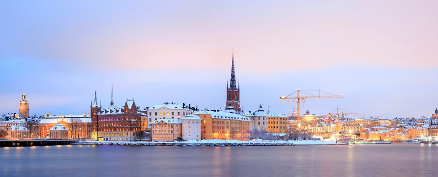 Panorama Cityscape of Stockholm Sweden at dusk