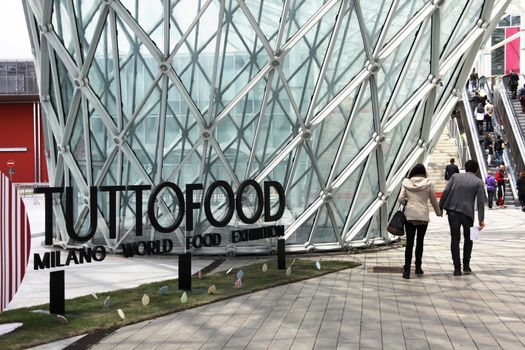 People enterTuttofood 2013, Milano World Food Exhibition.