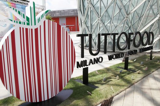 People enter Tuttofood 2013, Milano World Food Exhibition.