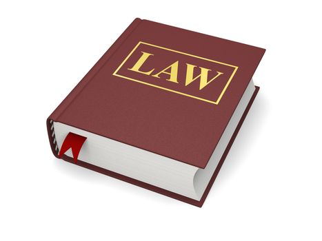 Law book isolated on white background, symbol of law and justice