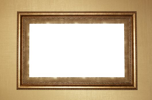 Old Antique gold  frame Isolated Decorative Carved Wood Stand Antique Black  Frame Isolated On White Background