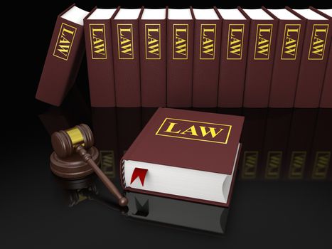 Gavel and law books, symbols of law and legal literature