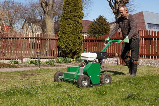 Lawn Aerator.A lawn aerator is a garden tool or machine designed to aerate the soil in which lawn grasses grow