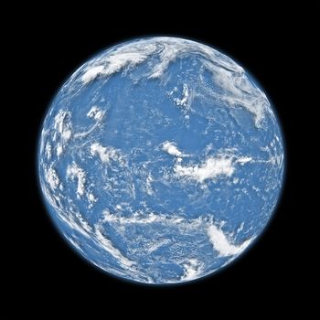 Blue Pacific ocean planet Earth with clouds isolated on black background. Elements of this image furnished by NASA.
