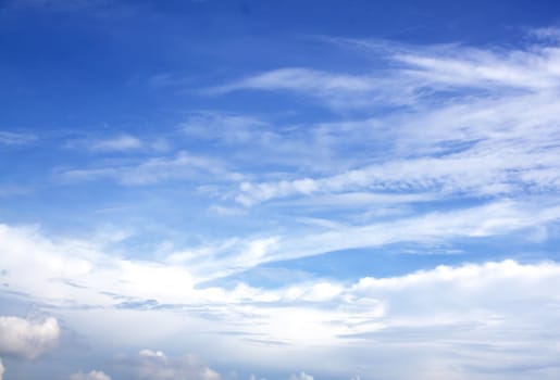 White fluffy clouds in the blue sky