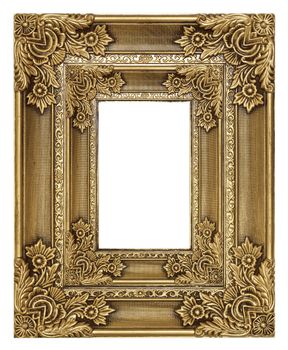 Antique Golden Frame Isolated On White Background