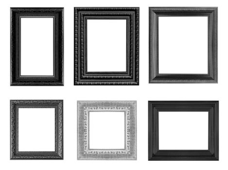 Set of black vintage frame isolated on white background