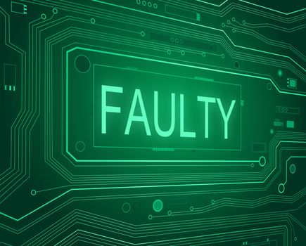 Abstract style illustration depicting printed circuit board components with a faulty concept.