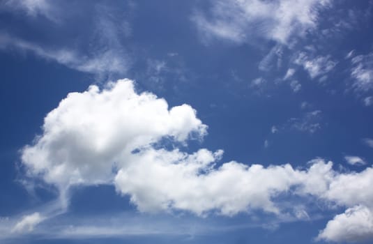 The vast blue sky and clouds sky.